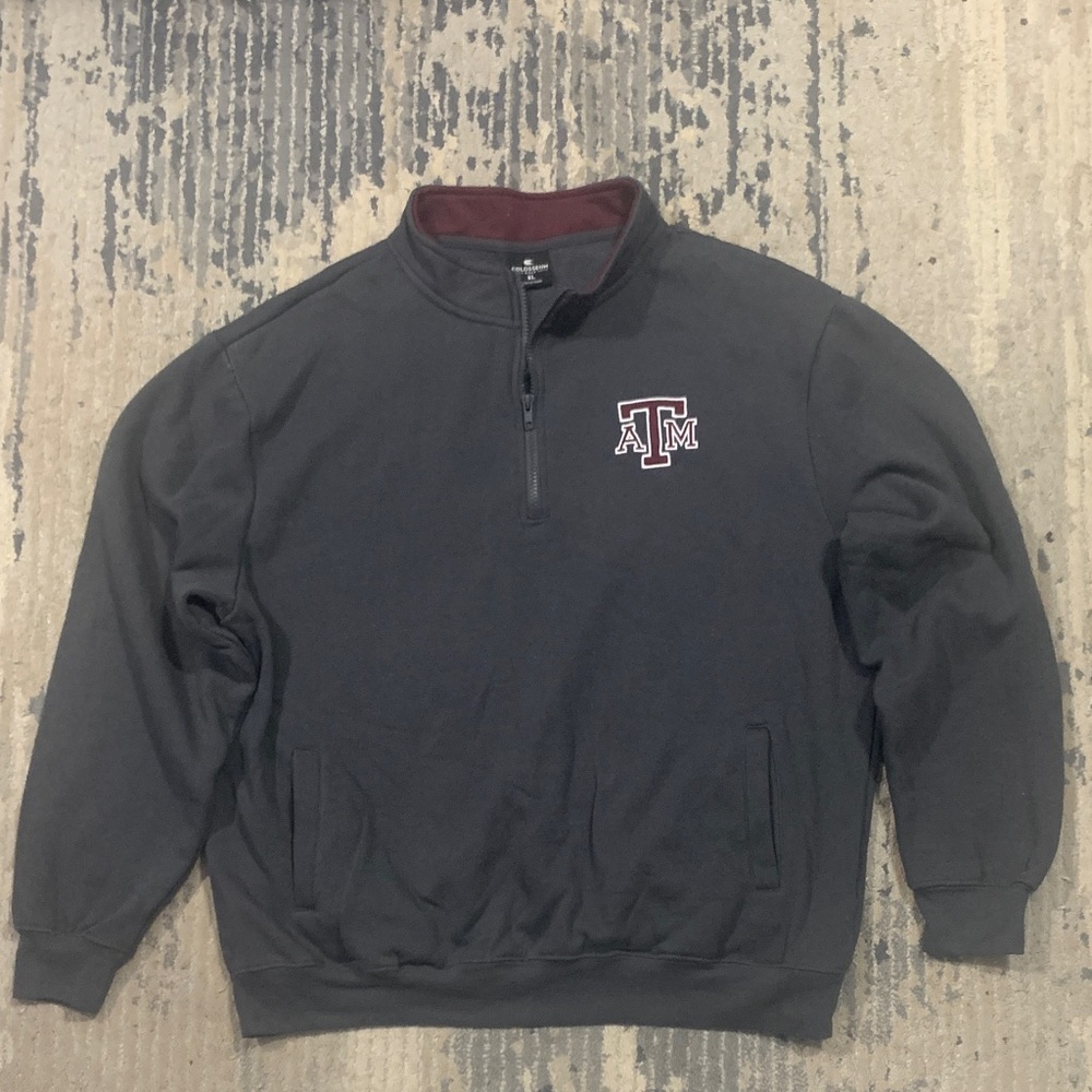 Colosseum Quarter Zip Up Sweater with Embroidered ATM Logo Aggie
